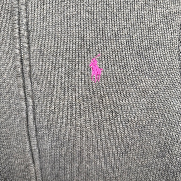 Polo Ralph Lauren Brown Long Sleeve Cable Knit Cotton‎ Sweater Medium Women Zip - Picture 2 of 5